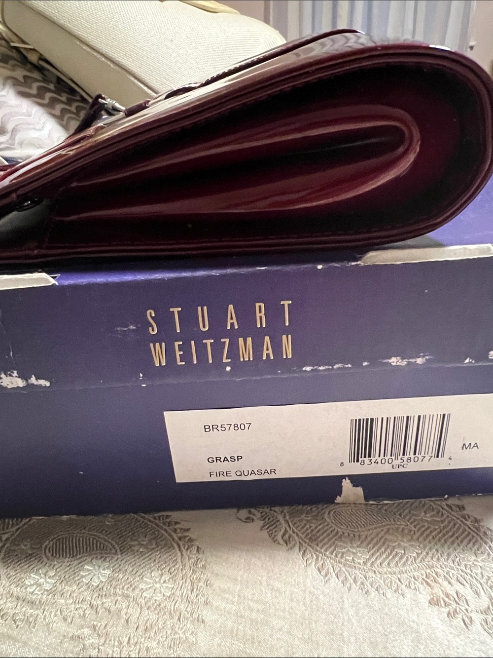 Stuart Weitzman Patent Leather Shoulder Bag - Fire Quasar Red - Picture 2 of 5